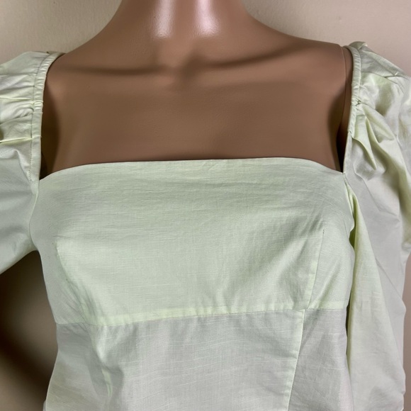 NEW VINCE GREEN COTTON SQUARE NECK TOP - Picture 4 of 9